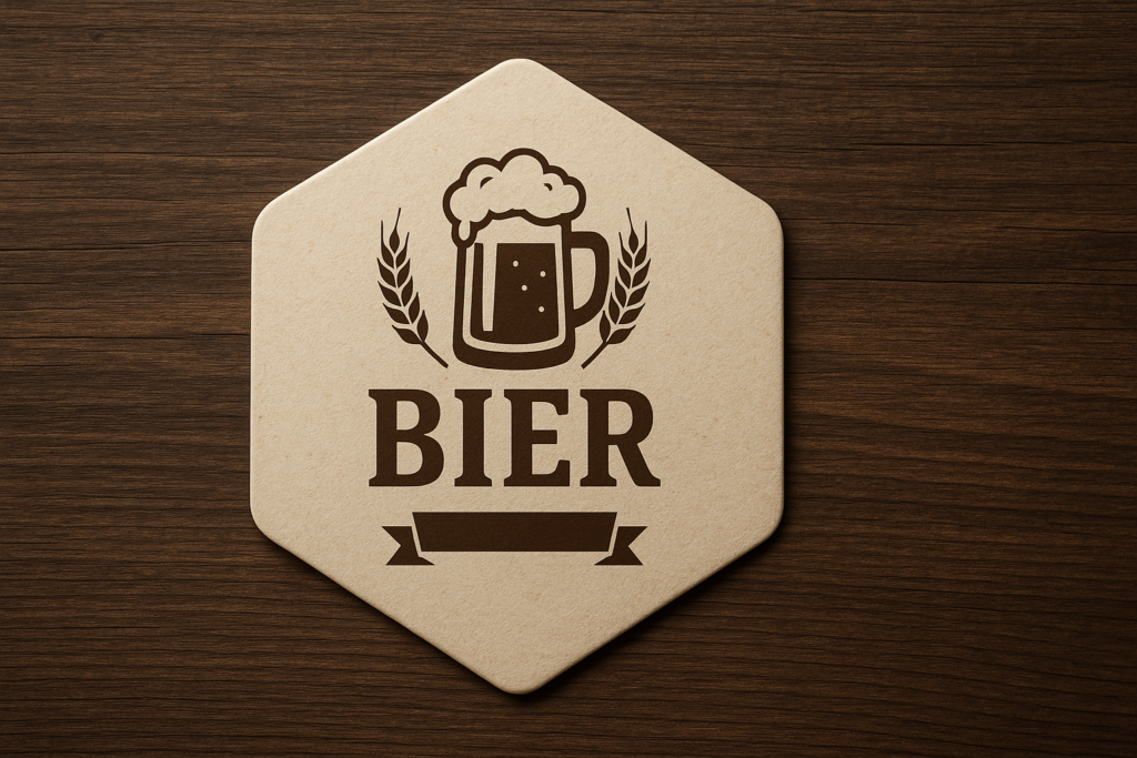 Bedruckter sechseckiger Bierdeckel